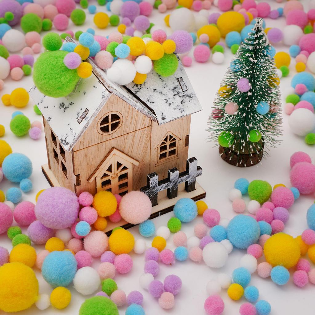 20-200 Stück Bunte Pompon-Plüschbälle Gemischte Farbe Kreatives Kinder-Handarbeitsmaterial Glitzer-Schaumstoffball DIY Bastelbedarf