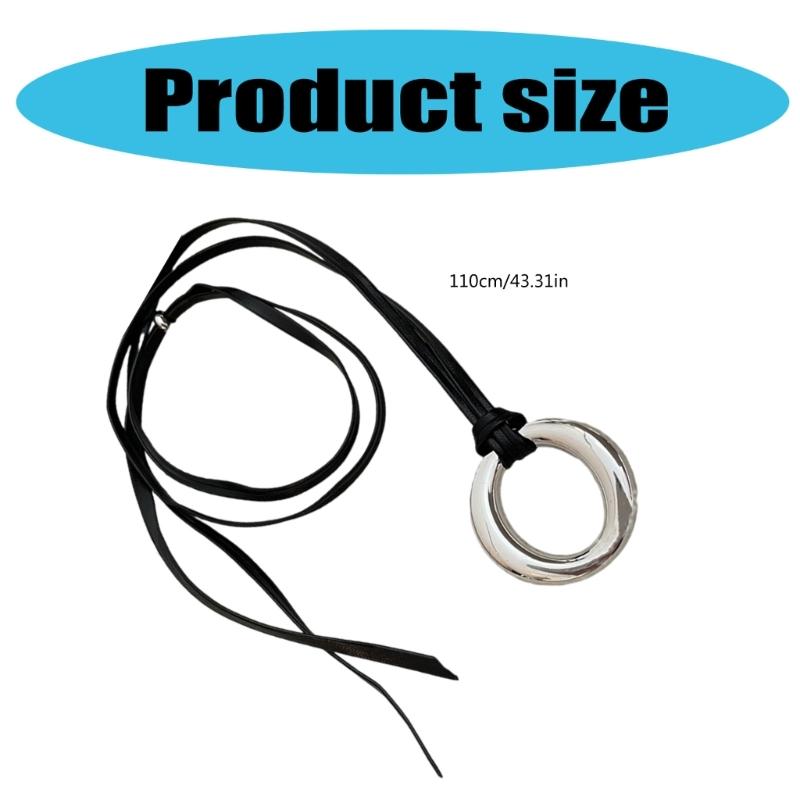 Fashionable Leather Rope Round Pendant Necklace Featuring Sturdy Materials Jewelry Accessory for Fashion Enthusiasts