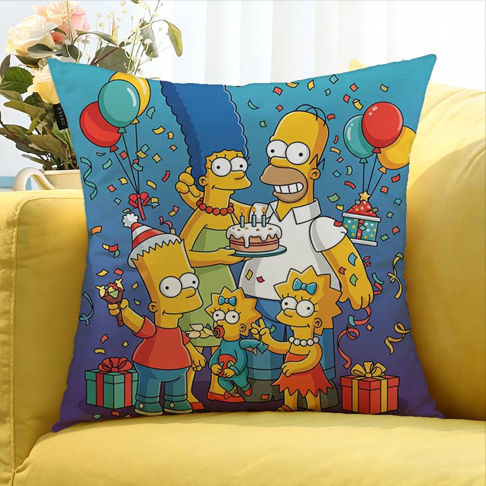 Happy S-Simpsons Various Sizes Square Pillow Case For Car Home Bedchamber Decor