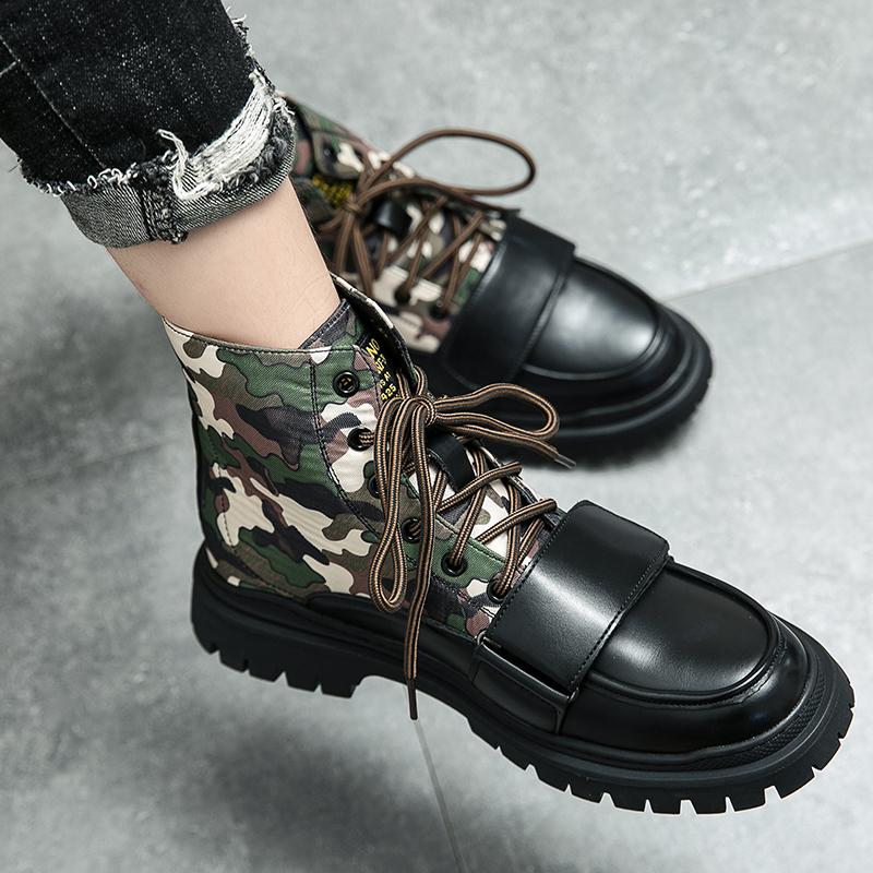 Mode Mode Camouflage Street Style Herren Stiefeletten Großzehenschuhe Outdoor Martin Stiefel Mittelhohe Stiefel Schnürschuhe Kostenloser Versand