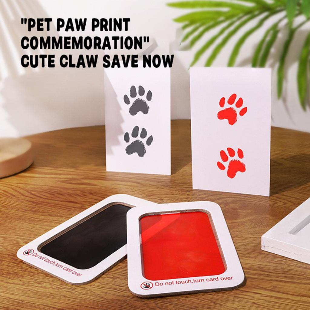 Print Frame & Ink Pads Kit,Dog Or Cat Print Kit,2 No Mess Ink Pads For Pet,Print Pad For Dogs,Wooden Pet Memorial Frame,Personalized Pet 1ml