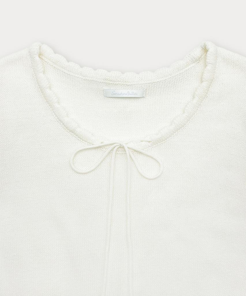 Sseomweeobeoteo Cotton Ribbon Knit Dress - Ivory