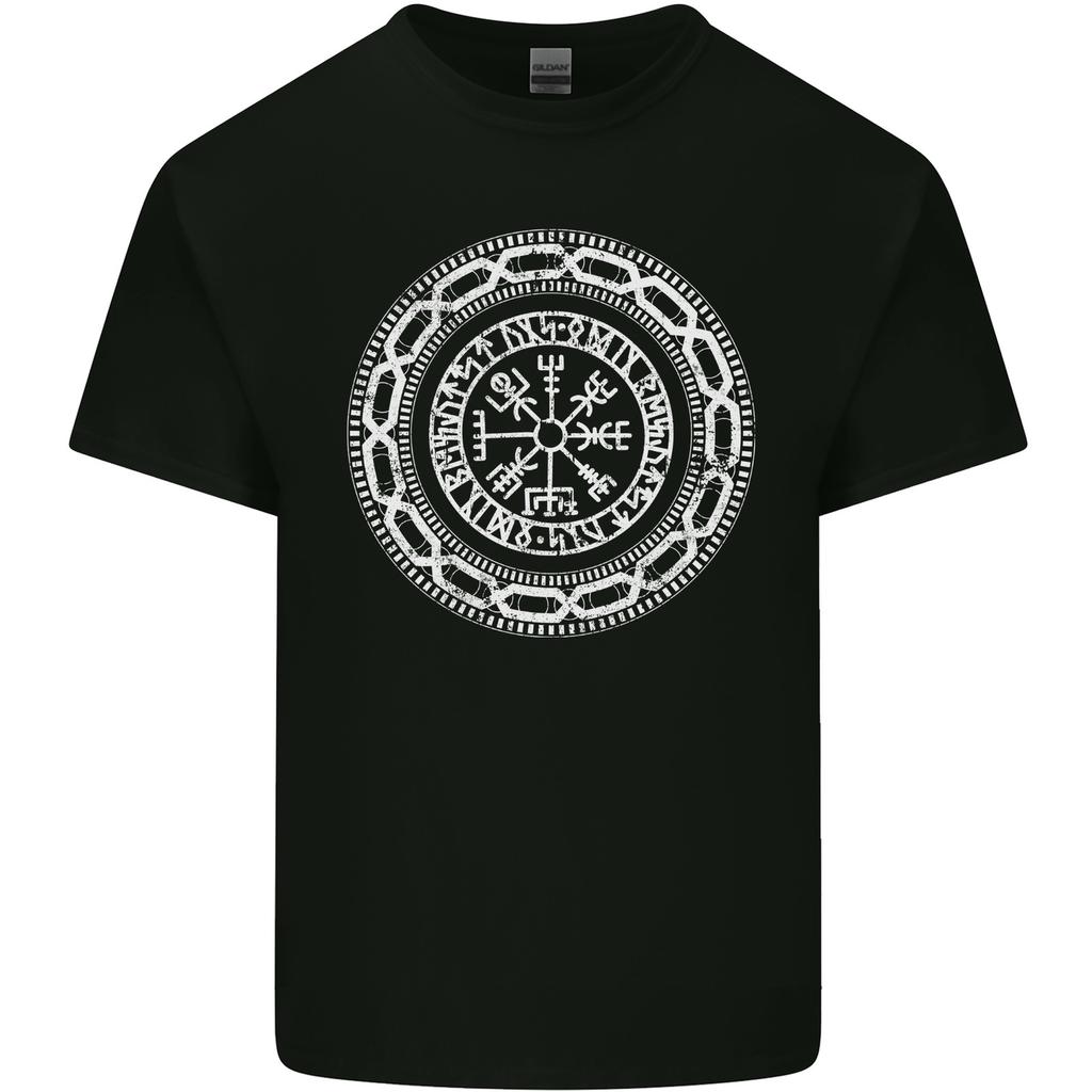 Simbolo Vichingo Vegvisir Bianco Palestra Unisex T-Shirt Leggera in Cotone
