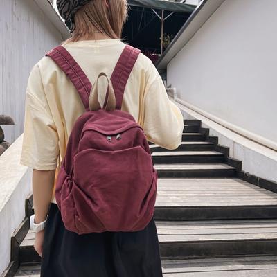 Rucsac mic versatil din bumbac pentru femei geanta de voiaj casual din panza moale mini rucsac retro monocromatic nou