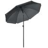 Tilting Beach Parasol UV 50+ Protection with 8 Fibreglass Ribs Diameter 180 Cm Dark Grey