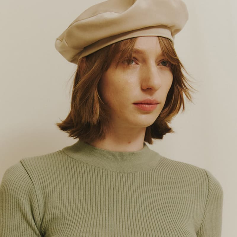 Poesiedame [Let There Be Light] Velvet Beret In Ivory