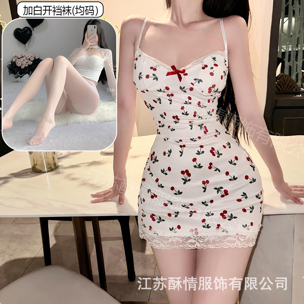 Sex lingerie pure desire cherry sexy women's bed small chest plus chest pad passion uniform seduction suit