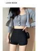 2024 Women's Black High-Waist A-Line Shorts - Spring/Summer/Autumn Collection