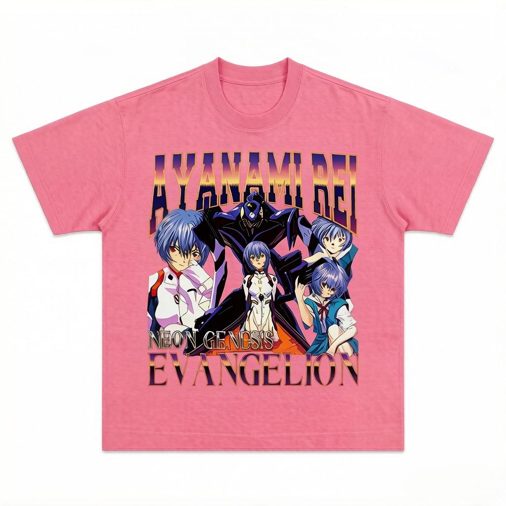 Gassky Nagasaki Shizuka Tsuneko Eva Printed T-Shirt High Street Anime Dual Short Sleeve Clothing