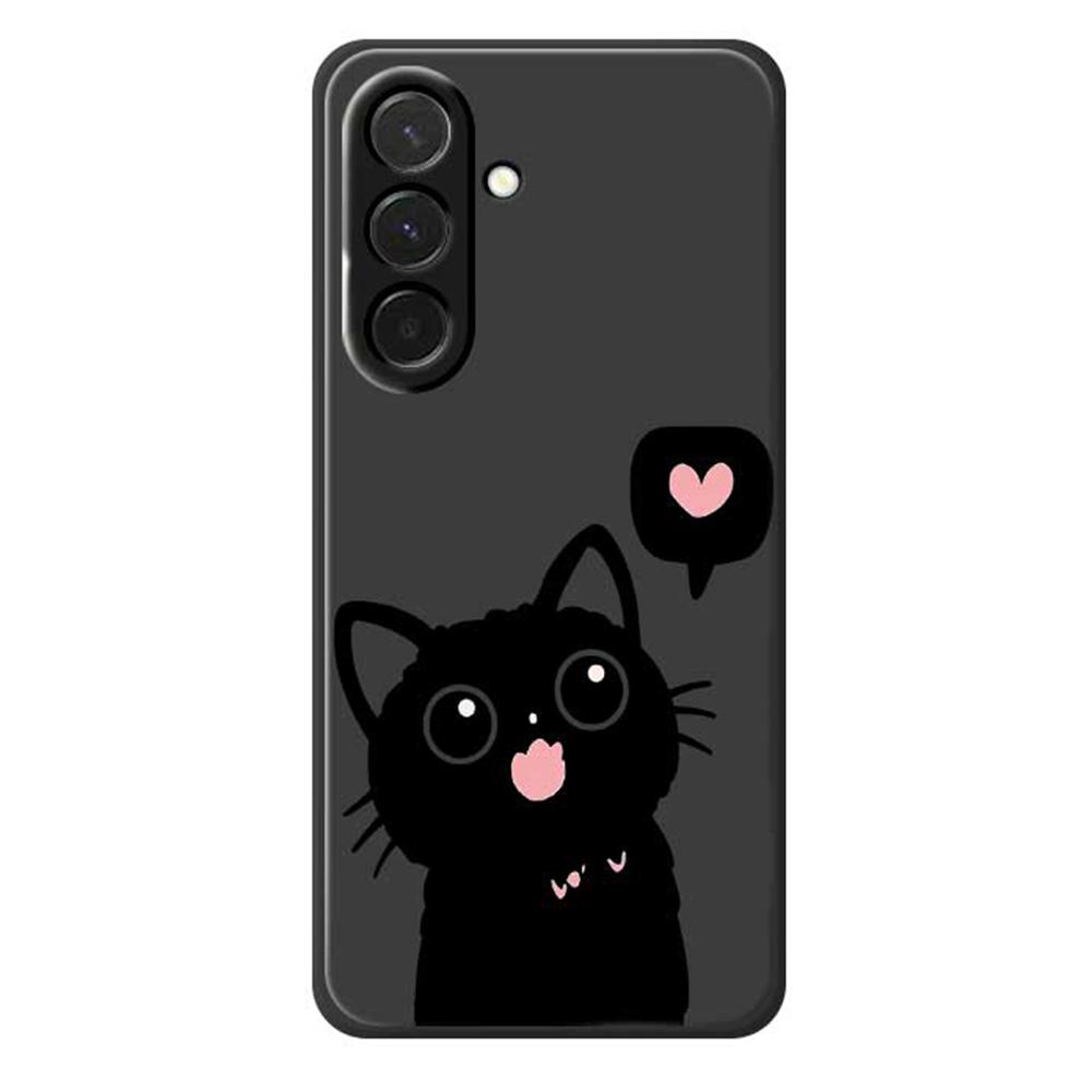 

For Samsung Galaxy A36 5G Case Love Black Cat Pattern Printing Straight Edge TPU Phone Back Cover Black