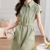 Petite Women's Summer Polo Collar Utility Dress - Waist-Cinching, Straight Fit Skirt, New Style 2026