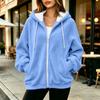 Damen Kapuzenjacke mit Reißverschluss, lockerer Schnitt, lange Ärmel, Farbe