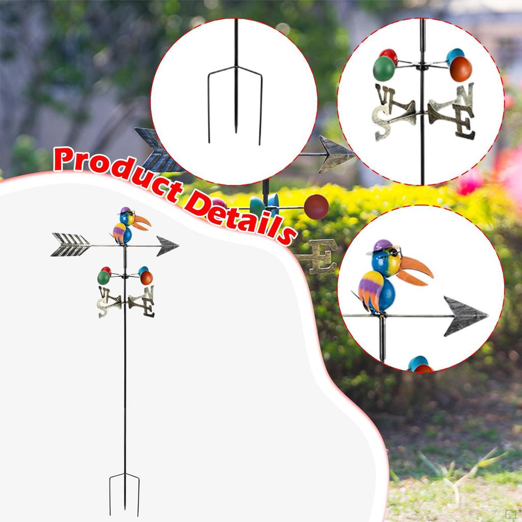 Vogel Wetterfahne Windrichtungsanzeiger mit Stab Messwerkzeug Metallornament Dekorativ