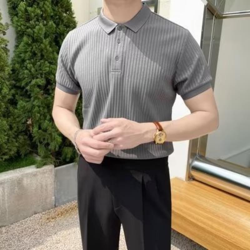 

Мужская модная футболка-поло с коротким рукавом, свободного кроя в гонконгском стиле, нишевая одежда, трендовая футболка для мужчин 3XL темно-серого