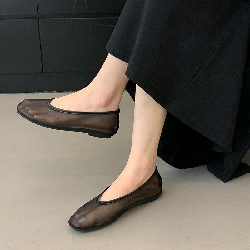 Fashion Fashion Shallow Women Ballet Flats Dance Shoes Luxury Female Slides Footwear Mesh Breathable Ladies Flats Slip On Shoes