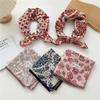 Flower Small Square Scarf Scarf Hair Band Printed Silk Scarf Cotton Linen Print Scarves  Female