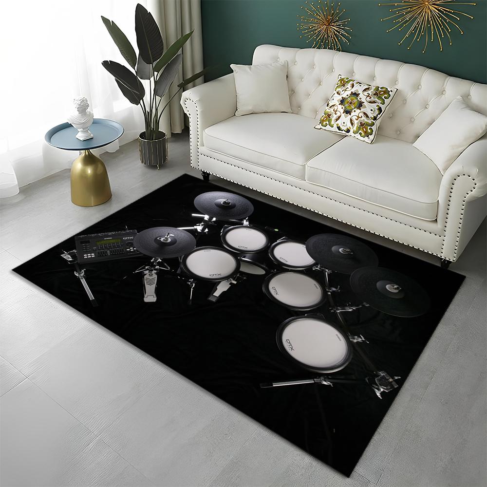 Music Instruments Drum Kit  Drum Set Carpet Rug for Home Living Room Bedroom Sofa Doormat Decor,kids Area Rug Non-slip Floor Mat