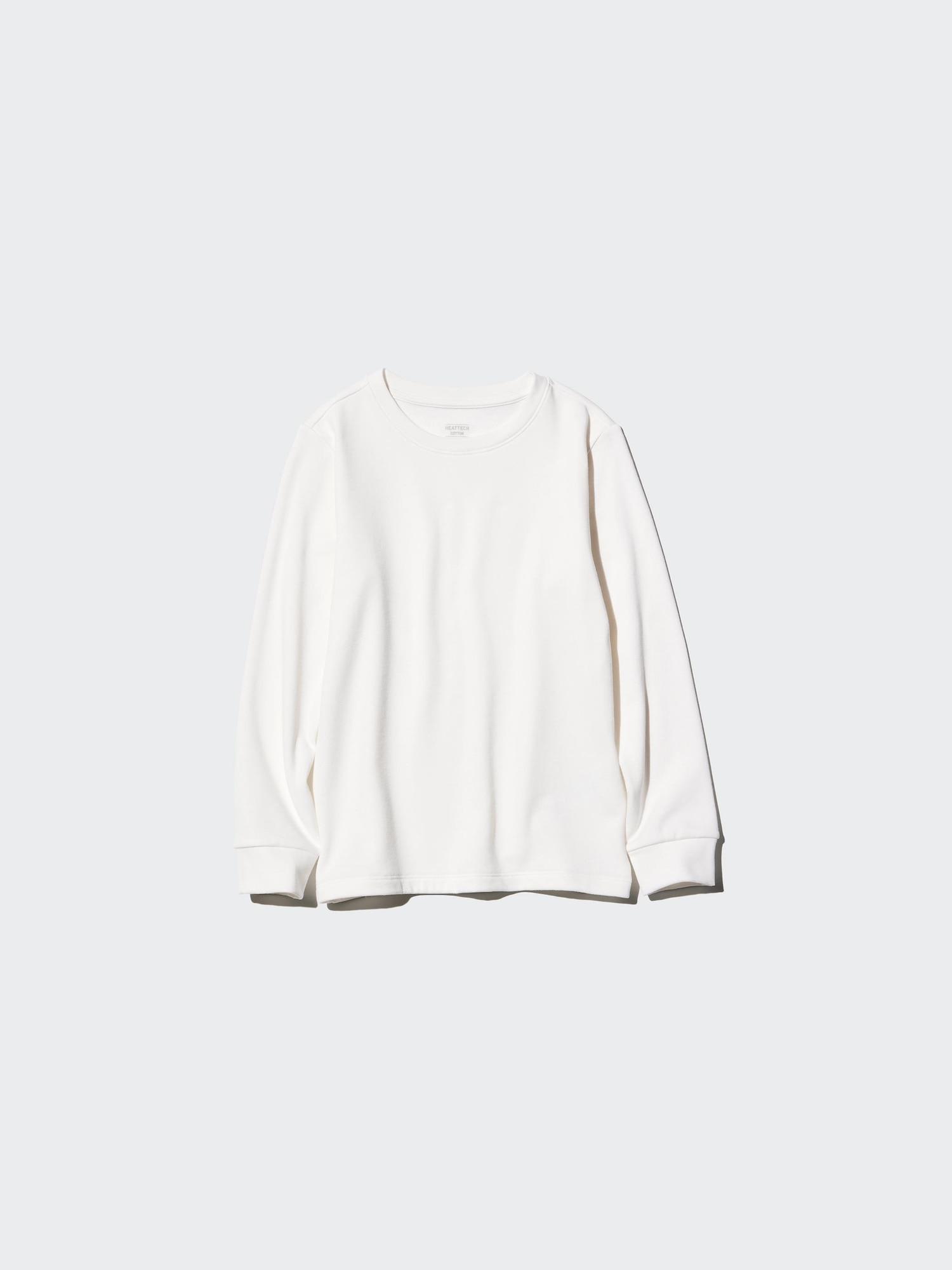 

Uniqlo Детская футболка HeaTTech Extra Warm из хлопка с круглым вырезом и длинным рукавом 01 OFF WHITE/KIDS 100