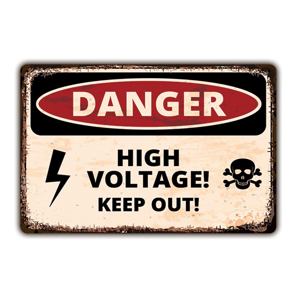 IBOOWU Danger DUST HAZARD Vintage Poster Retro Metal Tin Signs Wall Decor HIGH VOLTAGE Beware Warning Plaques