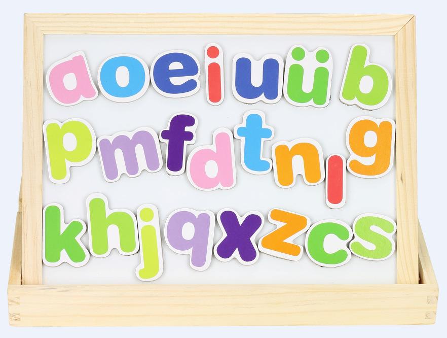 Multifunctional Children's Educational Wooden Puzzle: Magnetic Pinyin Letters & Drawing Board