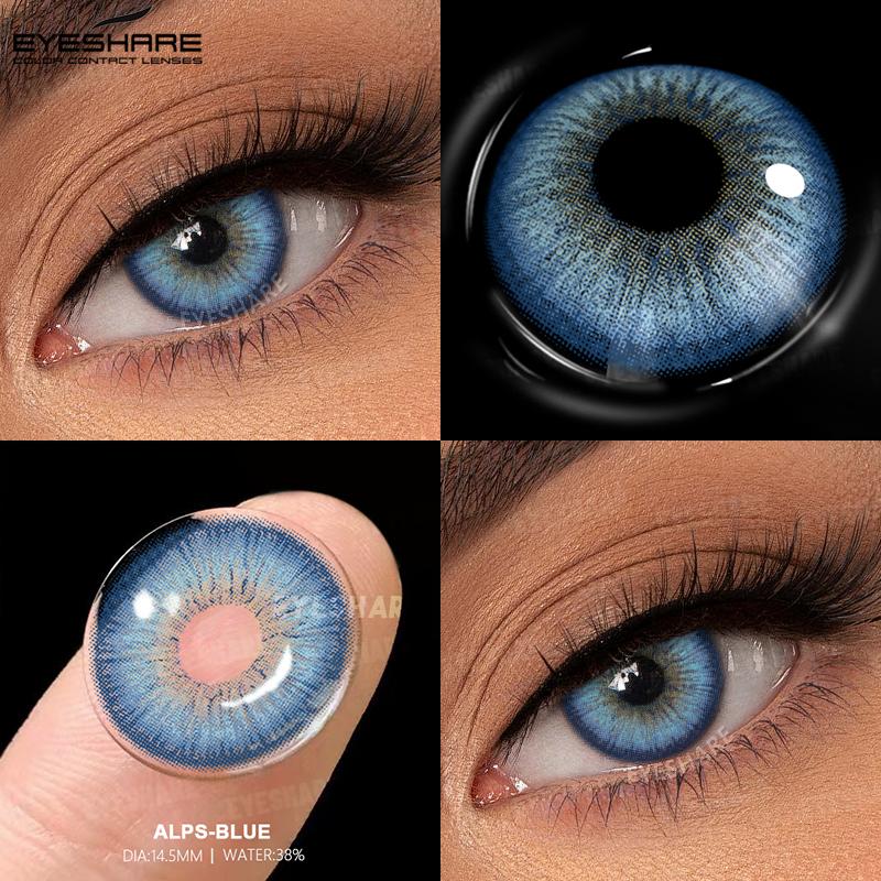EYESHARE Blue Colored Contact Lenses Natural Brown Eye Makeup Contacts Grey Color Lens Korean Softlens Yearly Cosmetics for Women