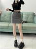 Women's High Waist Gray Retro Bodycon Midi Skirt - Early Spring 2024 Collection