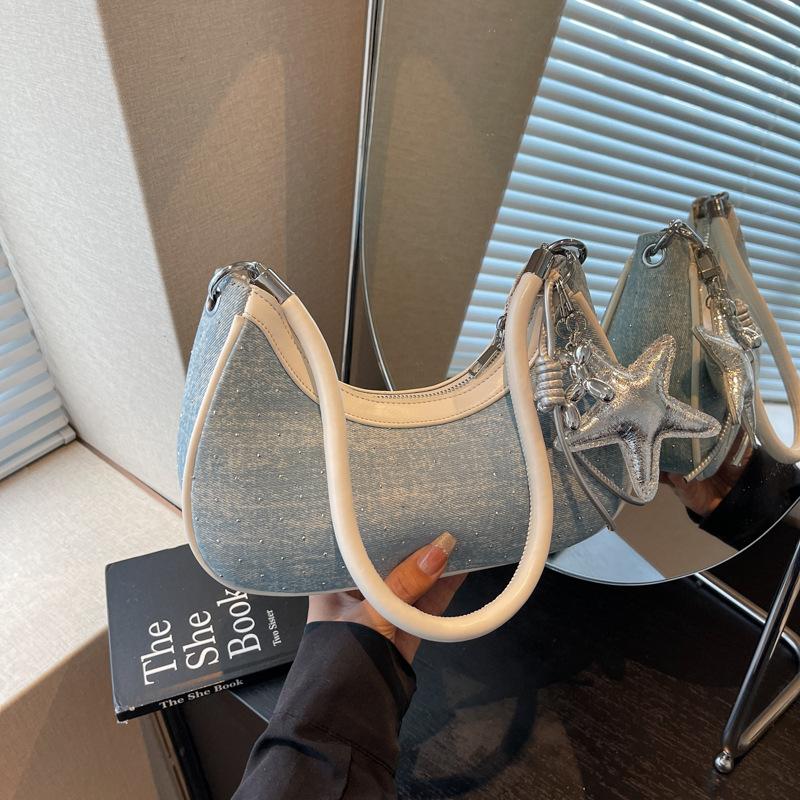 Niche denim bag women's new versatile messenger bag one shoulder underarm dumpling bag
