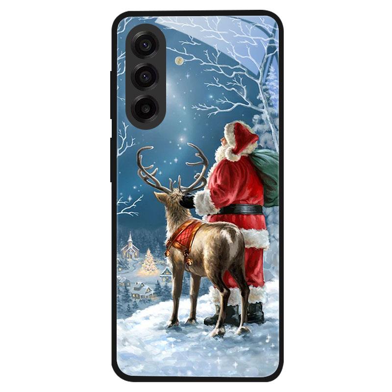Christmas Style Tempered Glass Case For Samsung Galaxy S24 S22 S21 S23 S25 Ultra Fe Shockproof Cover S25FE S25 Edge Shell Coque