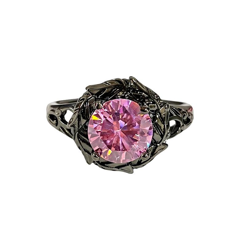 Punk Dark Personality Sweet Cool Moon Fishtail Full Diamond Open Ring Spice Girl Niche Treasure Premium Sense Ring Girl