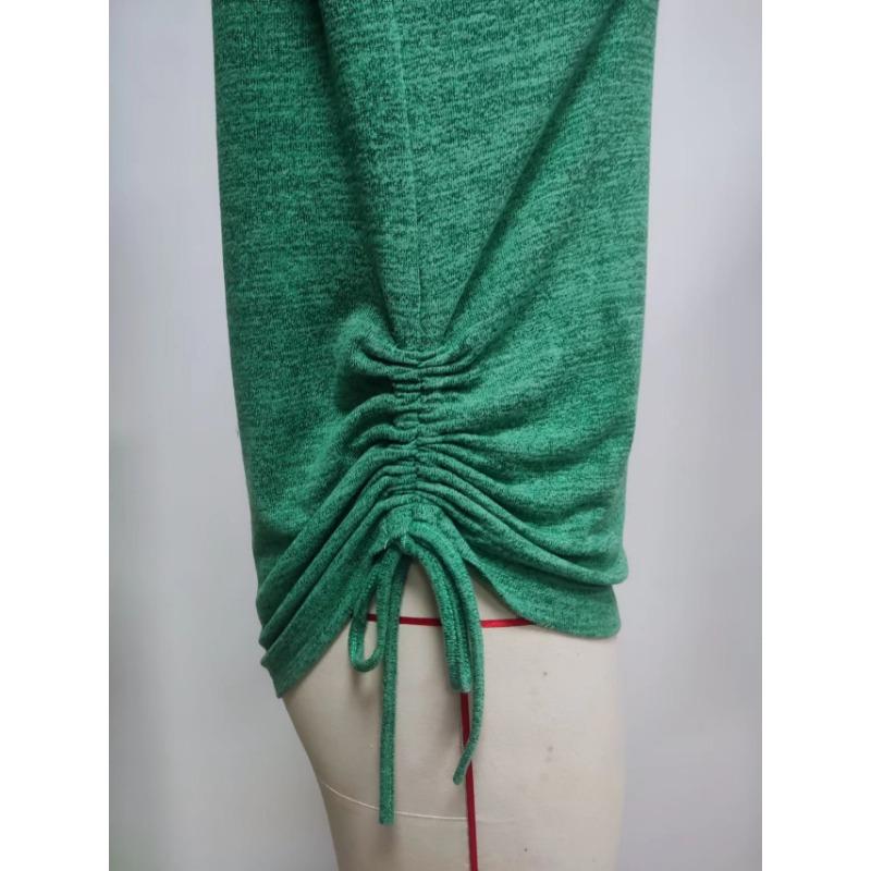 Casual Loose Fit V Neck Solid Color Long Sleeve T Shirt