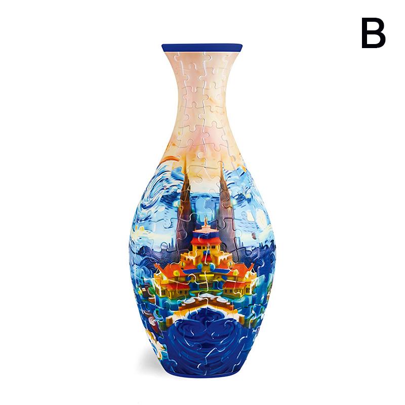 3D Puzzle Vase Flower Porcelain Design Diy Assembly Educational Toy Home Decoration House Arrangement Warming Christmas Gift Toy