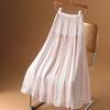 2025 Summer Women New Skirts Solid Elastic Waist Pleated Mesh Elegant Skirts
