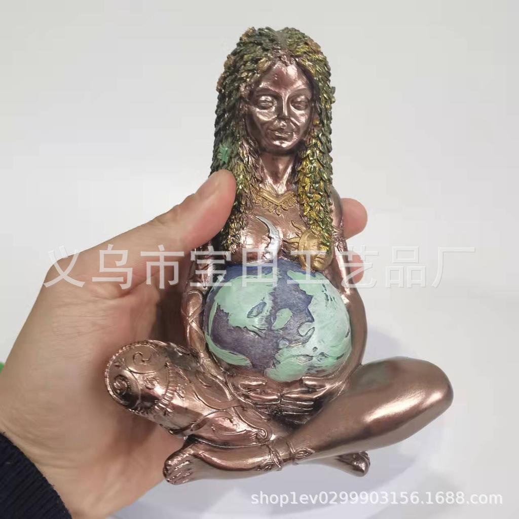 Mother of the Earth Sculpture Gia Mother's Day Resin Crafts Home Ornament Flower Garden Decoration Retro Style