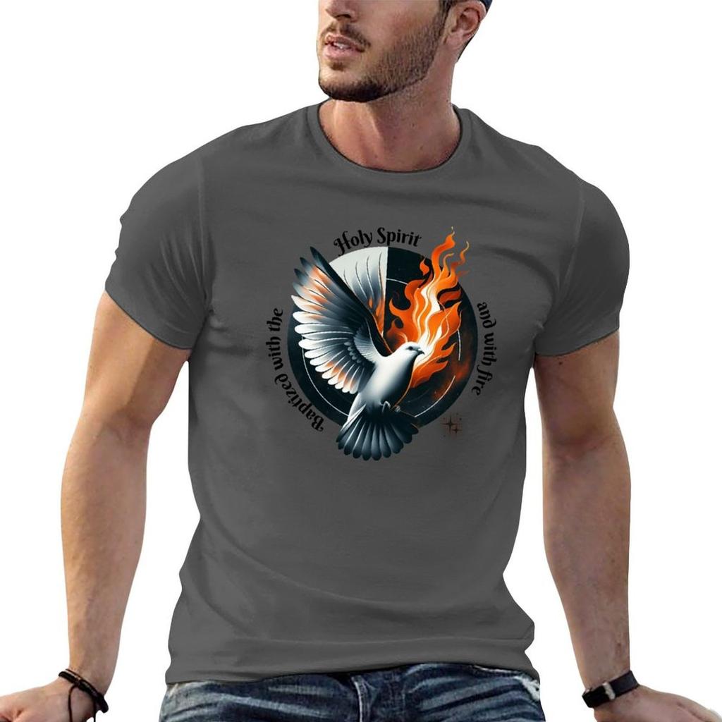 Baptized with the Holy Spirit and with Fire Dove Art TShirt Casual Loose Fit Short Sleeve TShirt