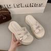Thick-bottomed One-word Slippers for Women's Summer Wear 2025 Spring and Summer New Fashion Lazy Beach Mop Fashion Sandals