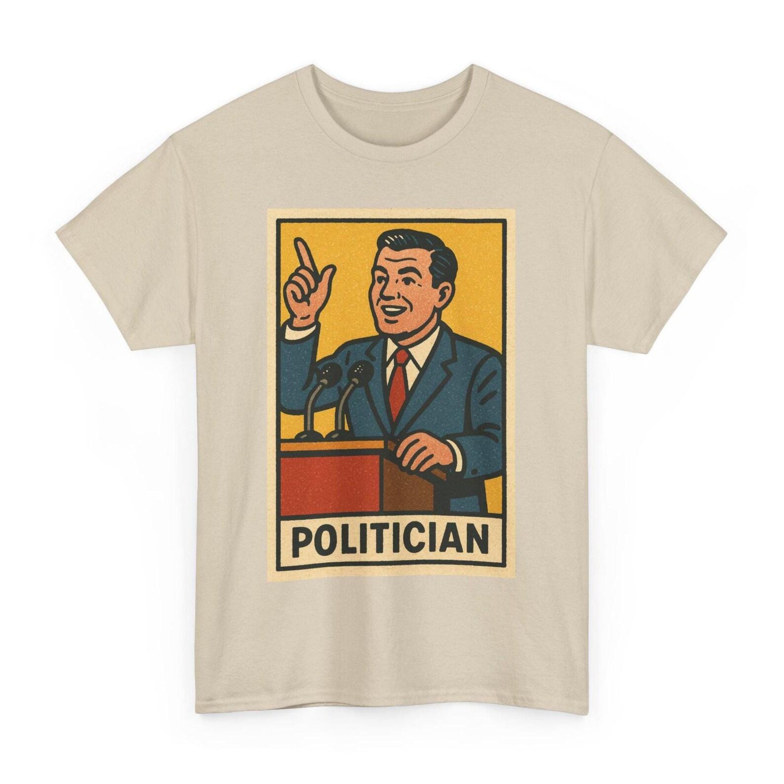 Retro Politician T-Shirt: Comic Style Public Service Tee S