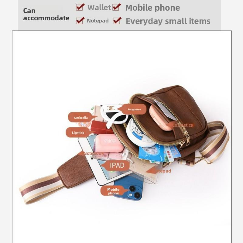 Fashion Trend Women's Chest Bag PU Soft Leather Texture Cross Bag Chest Bag Outdoor Sports Card Compartment Phone Bag