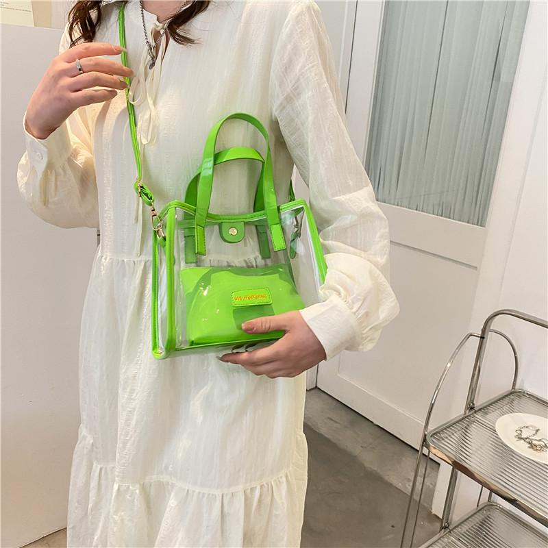 Borsa in PVC Trasparente Gelatina Borsa da Spiaggia Borsa a Shopper Impermeabile Trasparente Borsa a Spalla