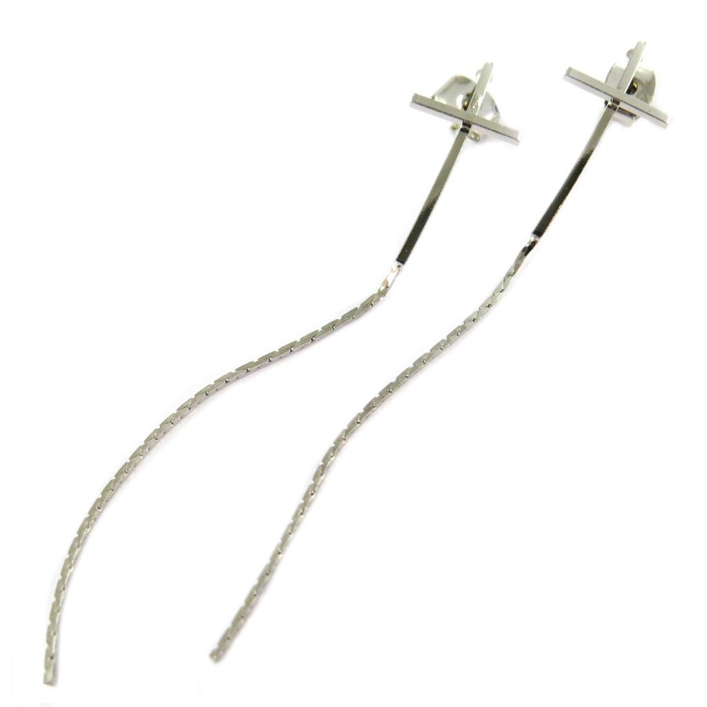 Cheap 7bis [Q1408] - Craft earrings 'Cross' silver - 75x10 mm | Joom