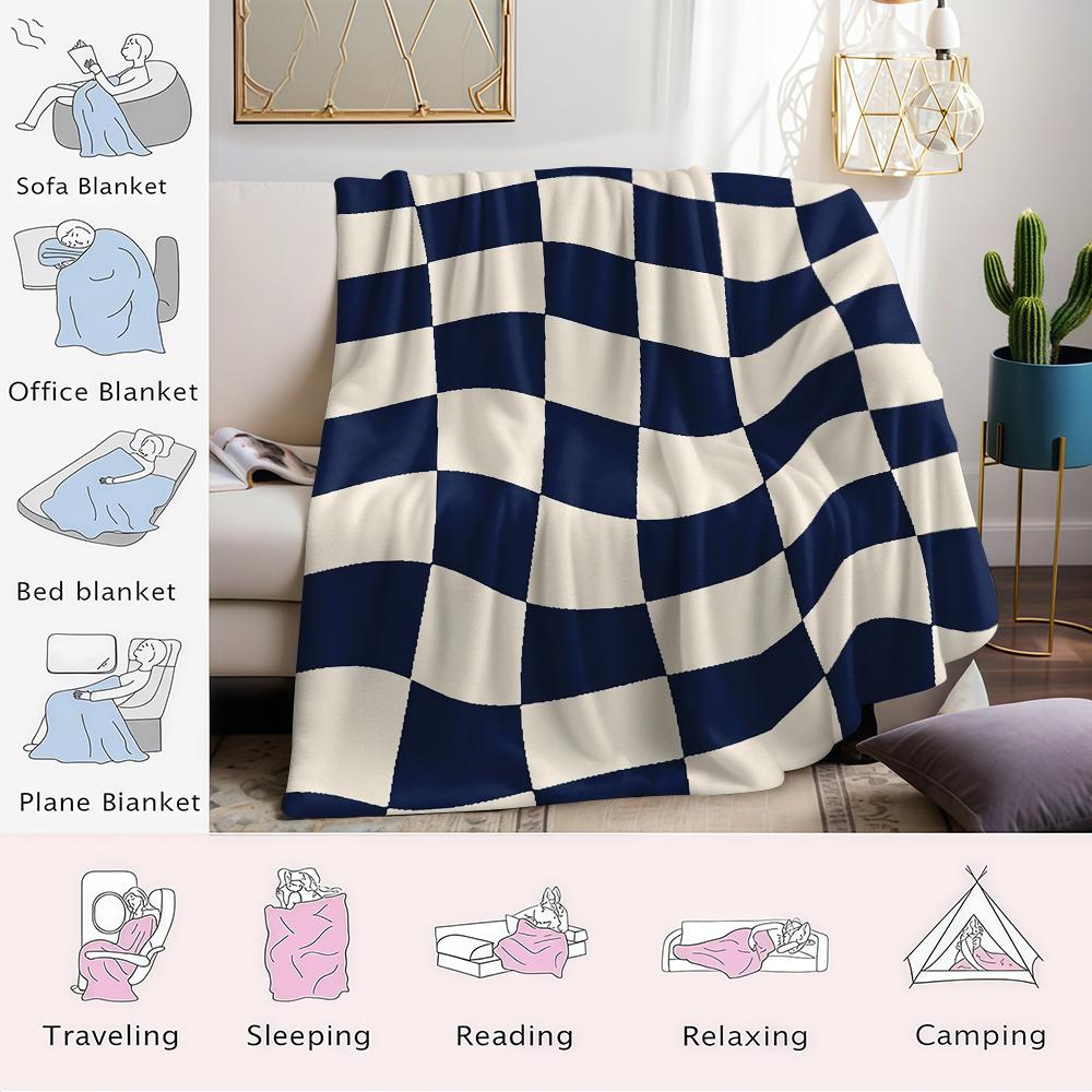Wavy Checkerboard Flannel Blanket Warm Soft Halloween Christmas Couch Warm Cozy Decorative Decor Gift for All Season