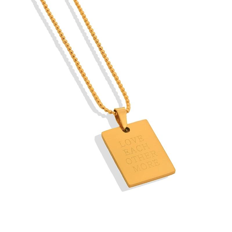 Titanium Steel DIY Name Letter Plate Pendant Name Gold square Frame Letter Engraving Stainless Steel Clavicle Necklaces