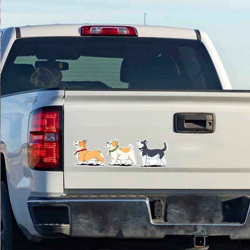 3 Piece Cartoon Sticker Cute Pet Dog Husky Corgi Car Stickers Waterproof Vinyl Decals Auto Body Window Bumper Decor Motorcycle Helmet Stickers TM205