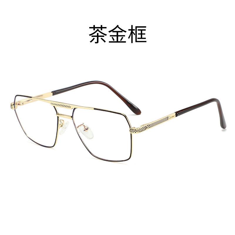 1111 retro casual glasses large frame double beam light and thin fashion men's flat glasses metal full frame anti-blue glasses