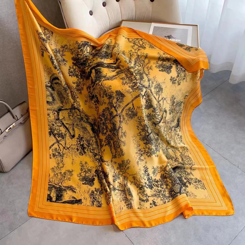 110cm Large Sqaure Scarf Printed Imitation Silk Scarf Women's Hadscarf