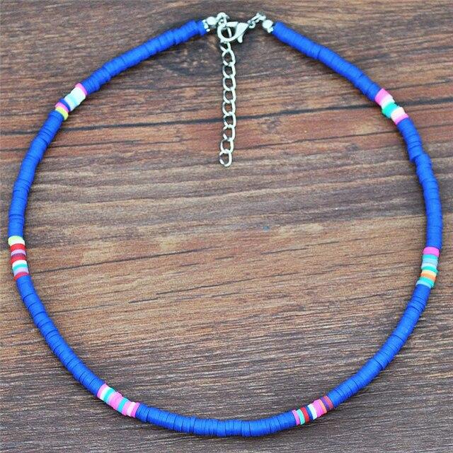 4/6mm Polymer Clay Necklace For Women Soft Pottery Boho Choker Necklaces Colorful Surfer Beads Collar  Bohemian Jewelry