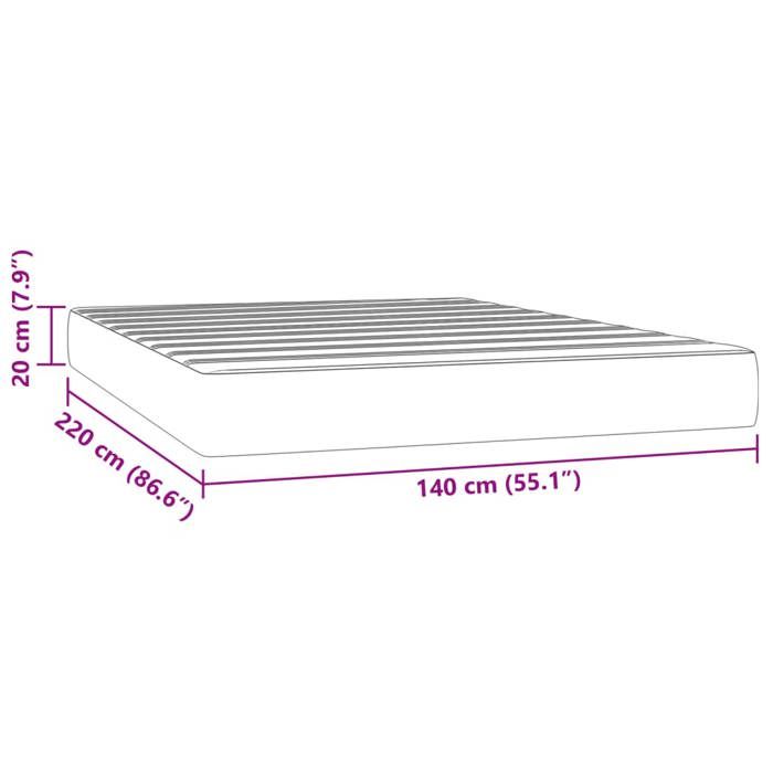 VidaXL Matelas de lit à ressorts ensachés rose 140x220 cm epaisseur 20 cm velours,matelas,matelas de lit,matelas à sommier tapissier