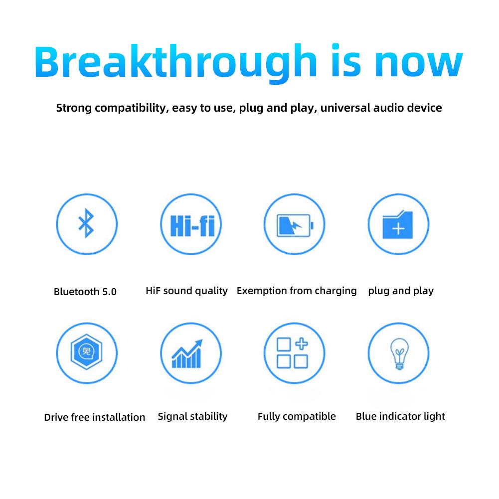 Car Bluetooth Receiver Transmitter Car Bluetooth 5.0 Audio Adapter TV Computer Wireless Bluetooth 2-in-1 Converter