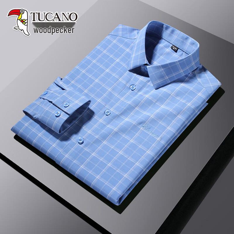 TUCANO Men s Anti-wrinkle Plaid Long-Sleeve Shirt 4XL