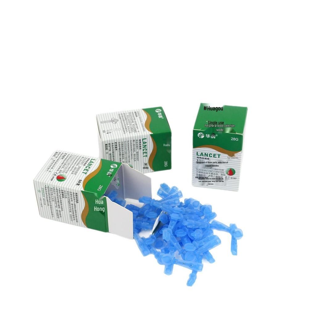 Huahong 28G Blood Lancet, 50pcs - Disposable for Glucose Meter and Collection Pen