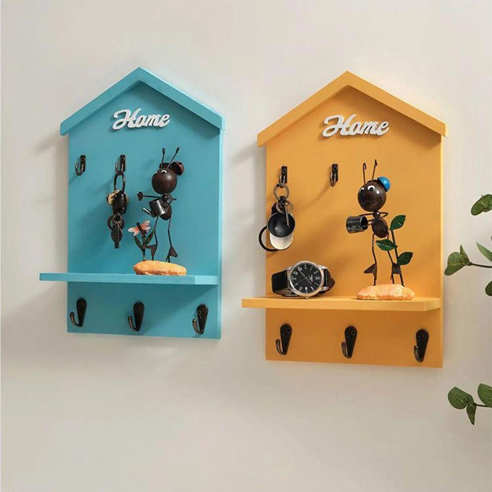 5 Hooks Doorway Storage Rack Handmade Hanging Key Holder Creative Keys Organizer Apartment